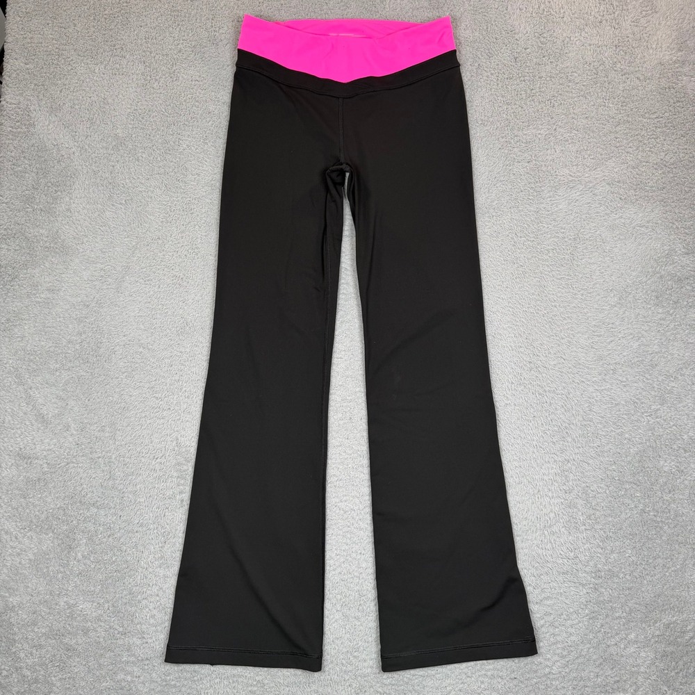 VSX Victoria's Secret Supermodel Pant Black Neon Pink Flare Yoga Pants M Regular